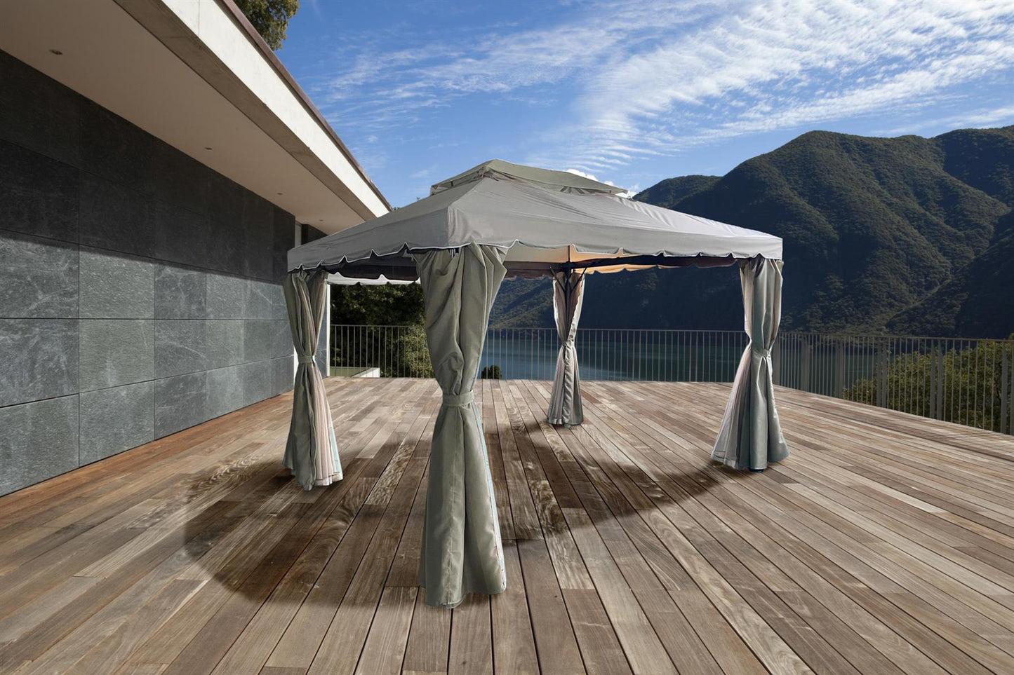 3x4x2.75m Khaki Gazebo with Nets Aluminium Frame