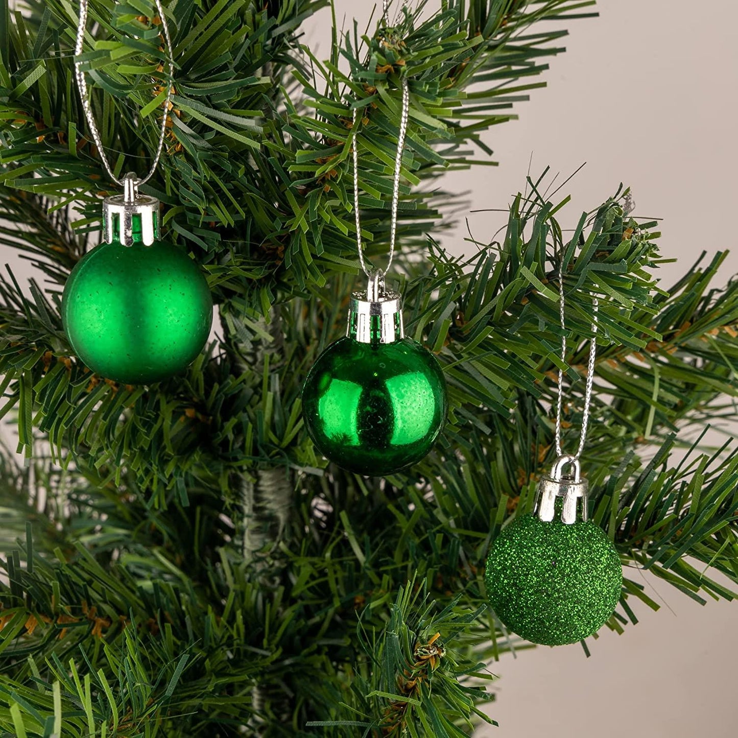 12 Dark Green Baubles (3cm)