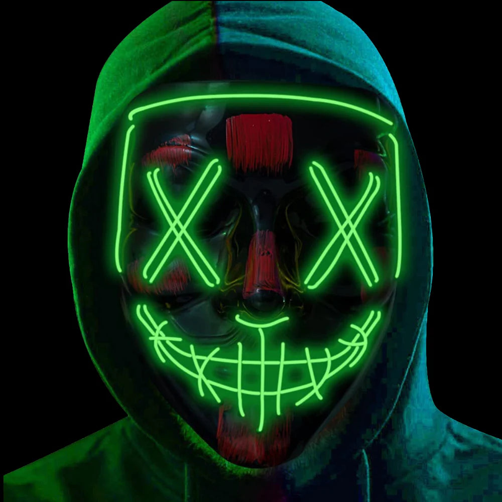 Halloween LED Neon Green Stitched Purge Mask