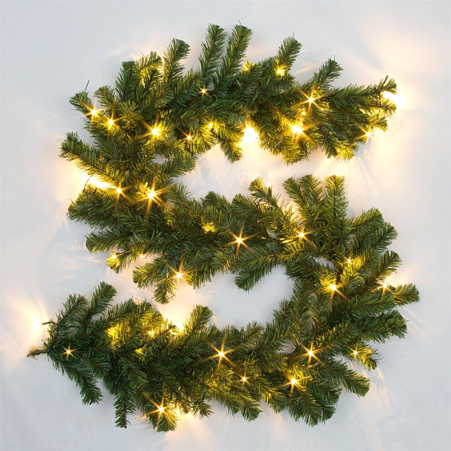 2m Green Garland with Warm White LEDs