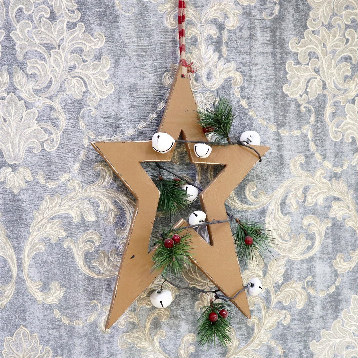 Light Brown Hanging Star Decoration (36cm)