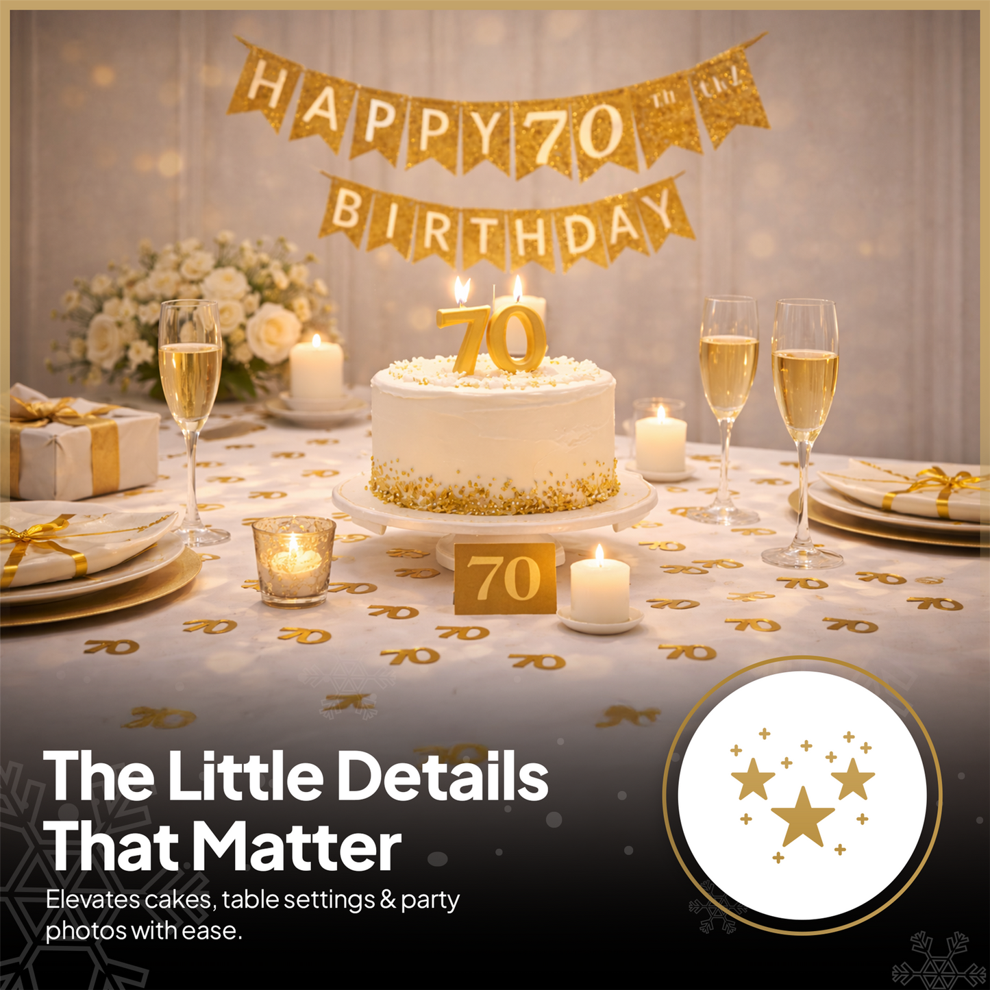 70th Birthday Confetti - Gold, 14g, 4 Pack