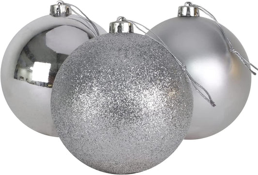 3 pcs Silver Baubles 15cm PVC