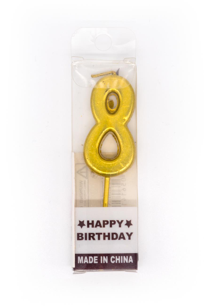 Gold Number 8 Candle