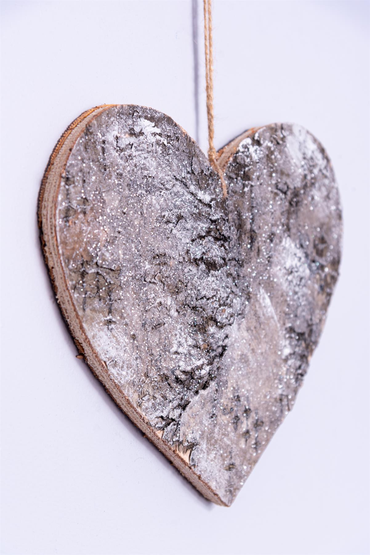 20cm Heart Shape Birch Bark Wooden