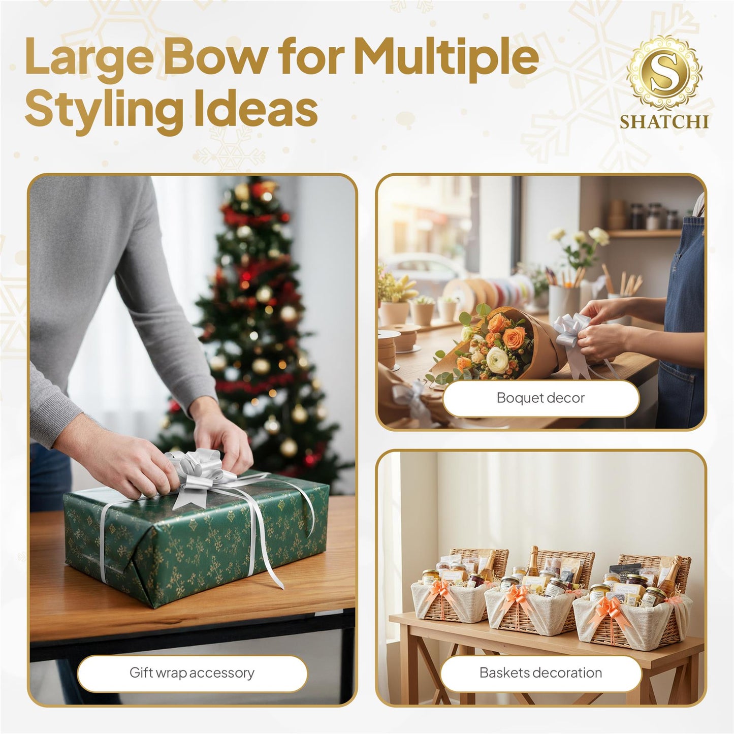 Shatchi 60pcs Silver 30mm/3cm Pull Bows Gift Wrap & Hampers