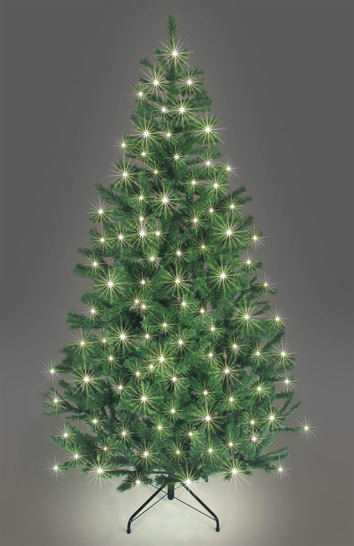 8ft Pre-Lit Alaskan Pine Christmas Tree, White LEDs