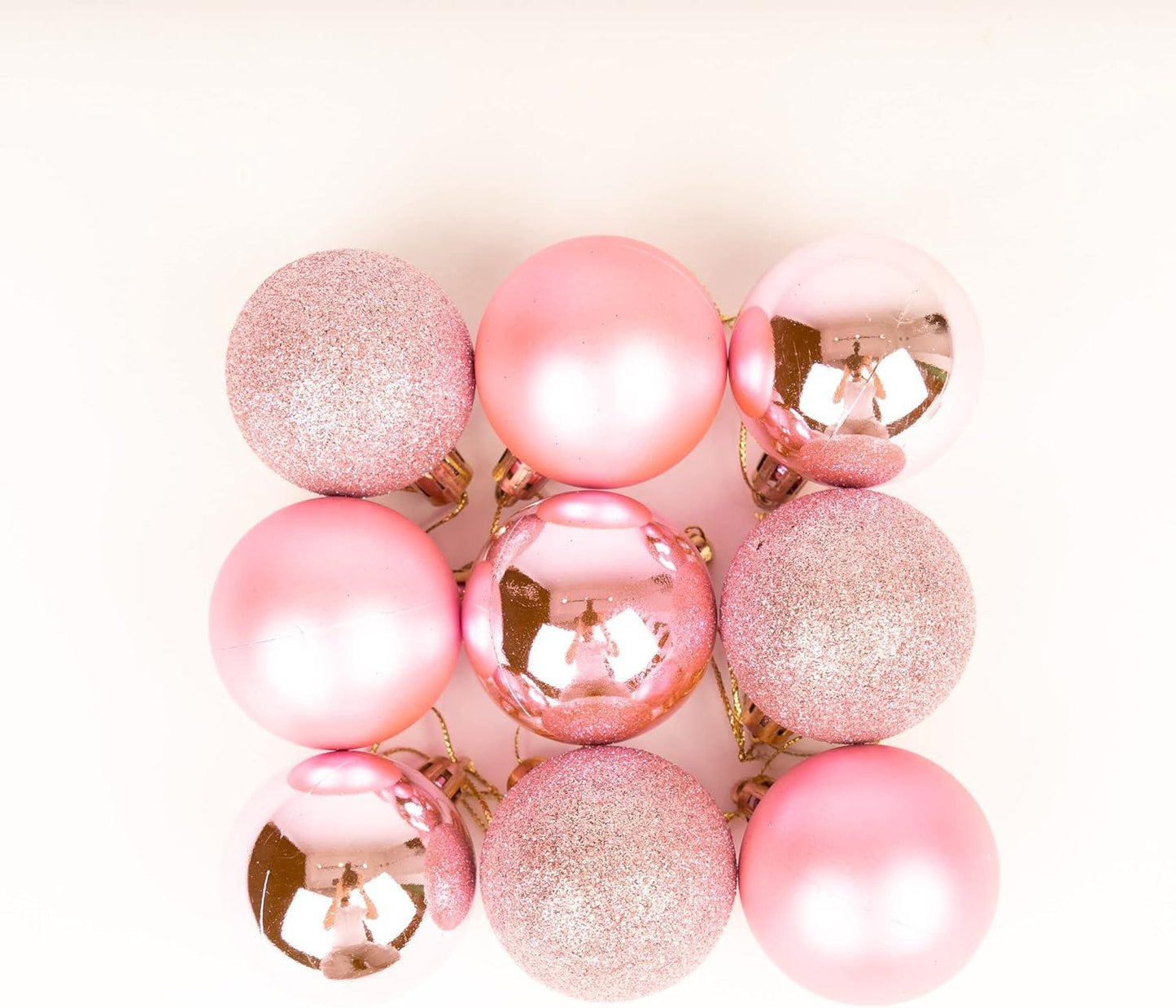 BAUBLES PALE PINK 10cm - 3pcs Set PVC