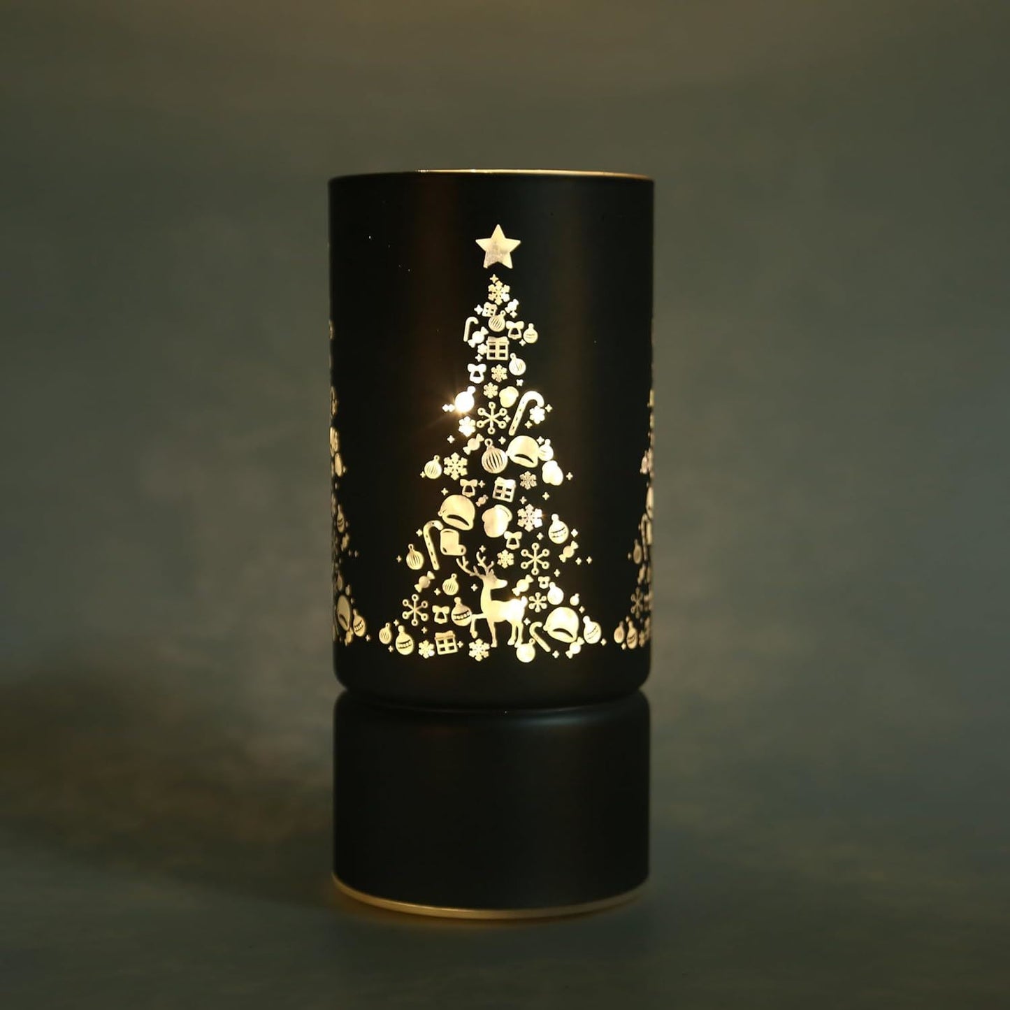 17cm LED Grey Glass Christmas Vase