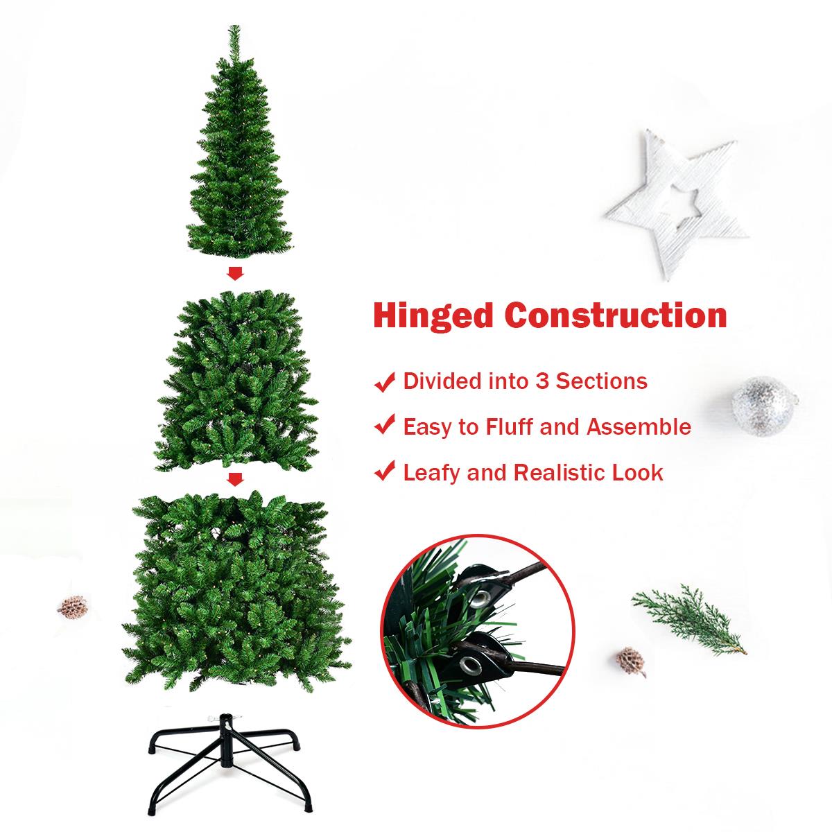 6Ft Pre-Lit Green Pencil Christmas Tree Cool White