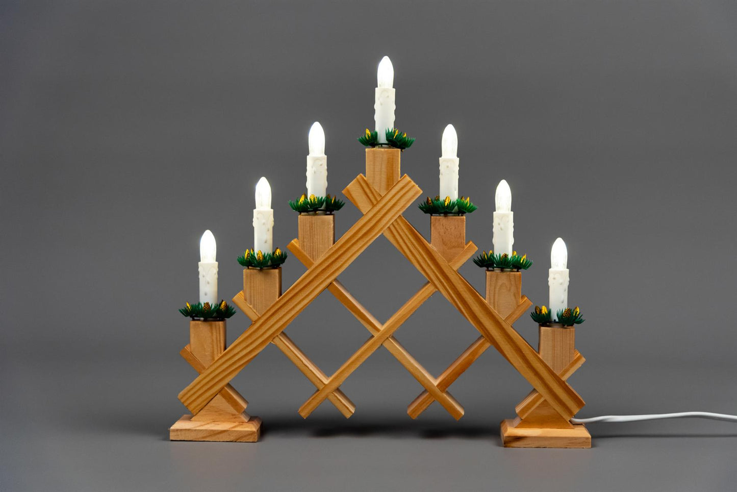 Wooden Candle Bridge Light - 7 Bulb