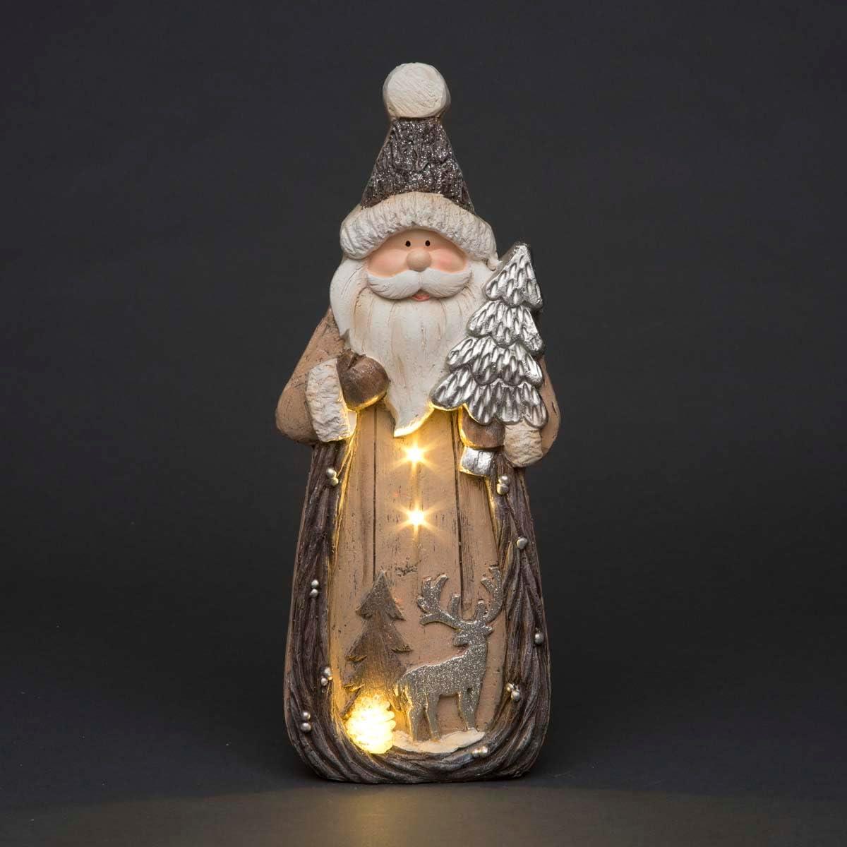 46cm Santa Figurine with LED Forest Scene