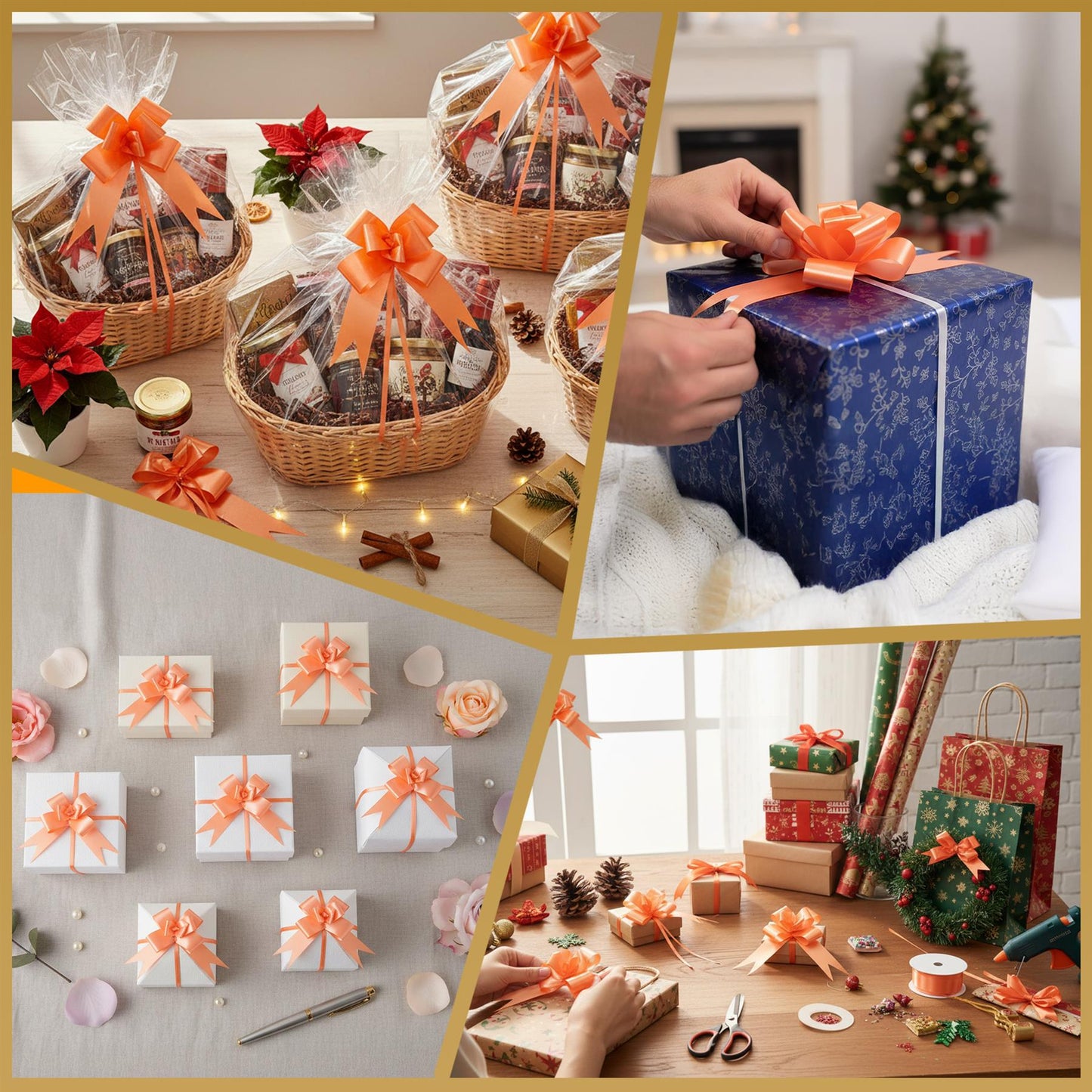 Shatchi 30pcs Orange 30mm/3cm Pull Bows Gift Wrap & Hampers