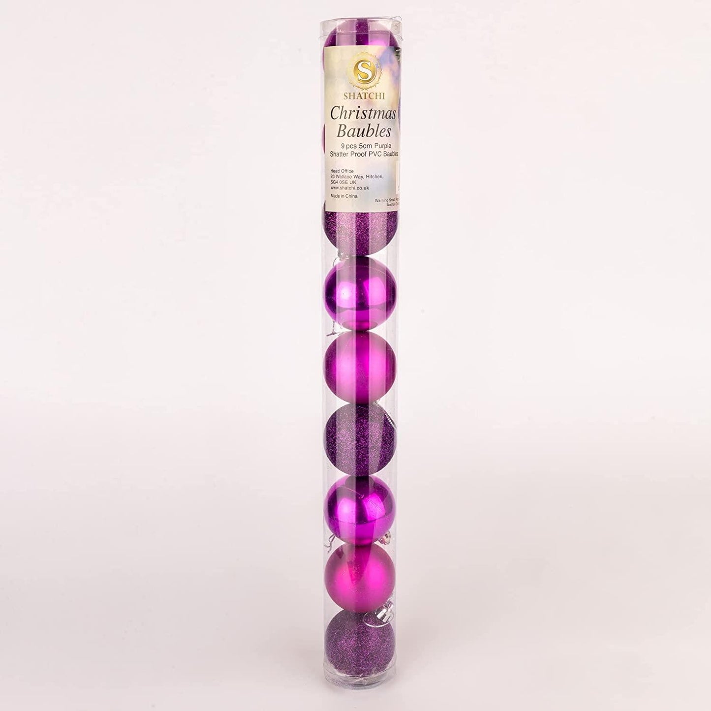 BAUBLES PURPLE 5cm - 9pcs Set PVC