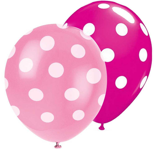 20 pcs 12" Polka Dot Dark Pink and Light Pink Balloons