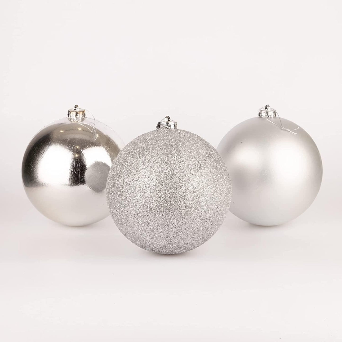 3 pcs Silver Baubles 15cm PVC