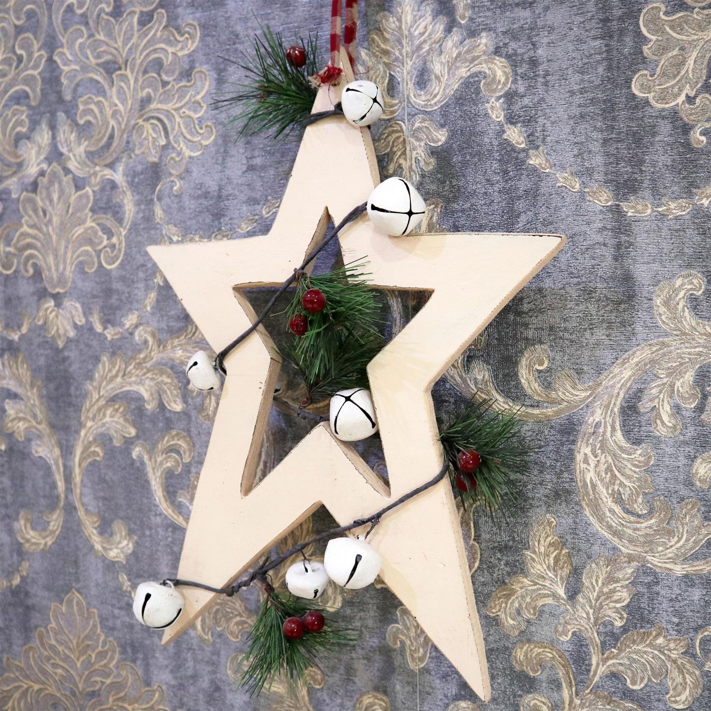 Hanging Decorations Cream Star, 36cm