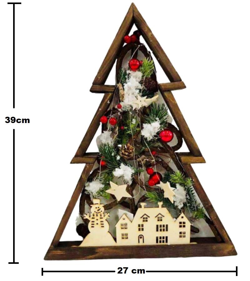 Battery-Operated Wooden Tree Frame - 39x27cm