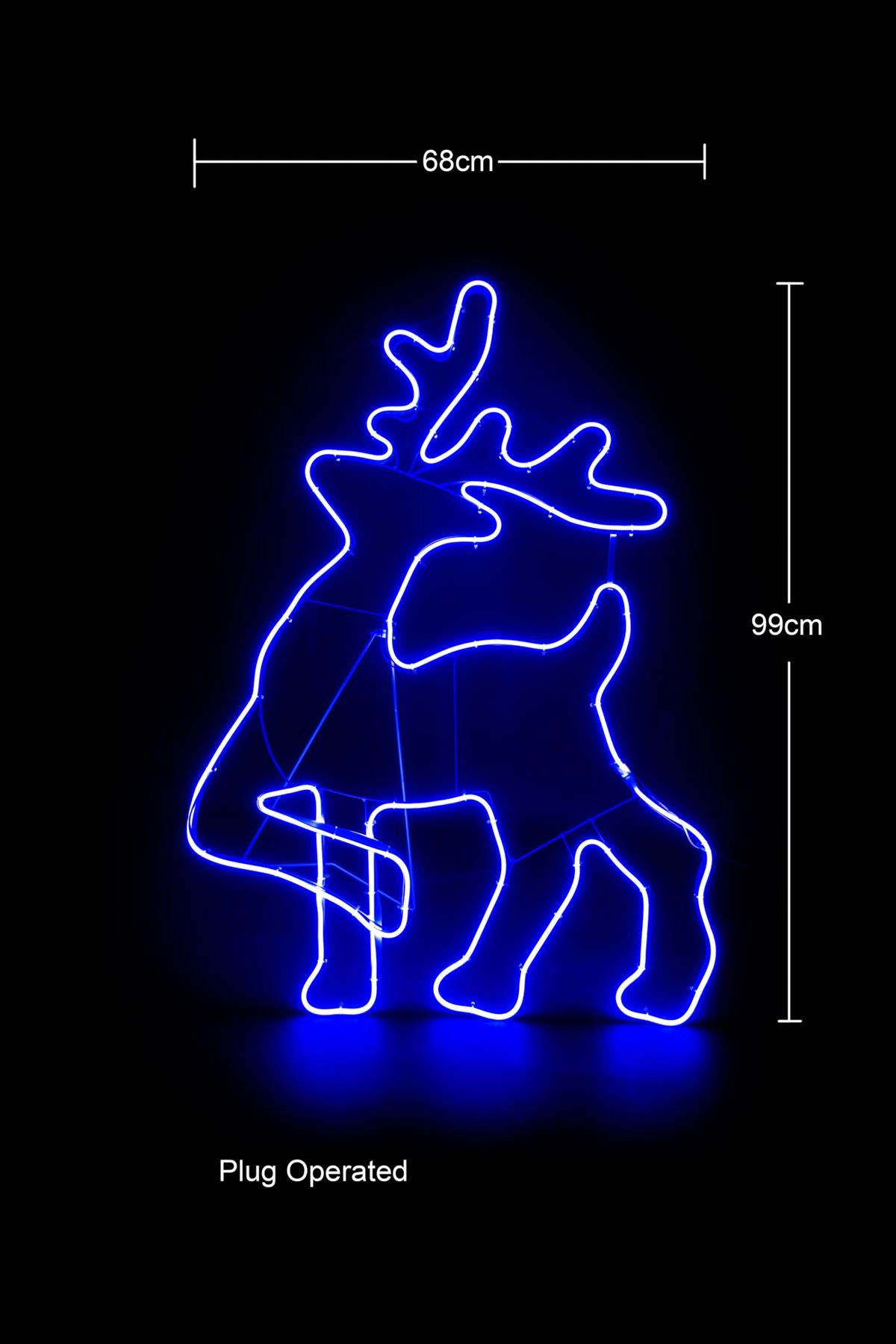 Walking Reindeer Rope Light Silhouette Blue 100 x 65cm