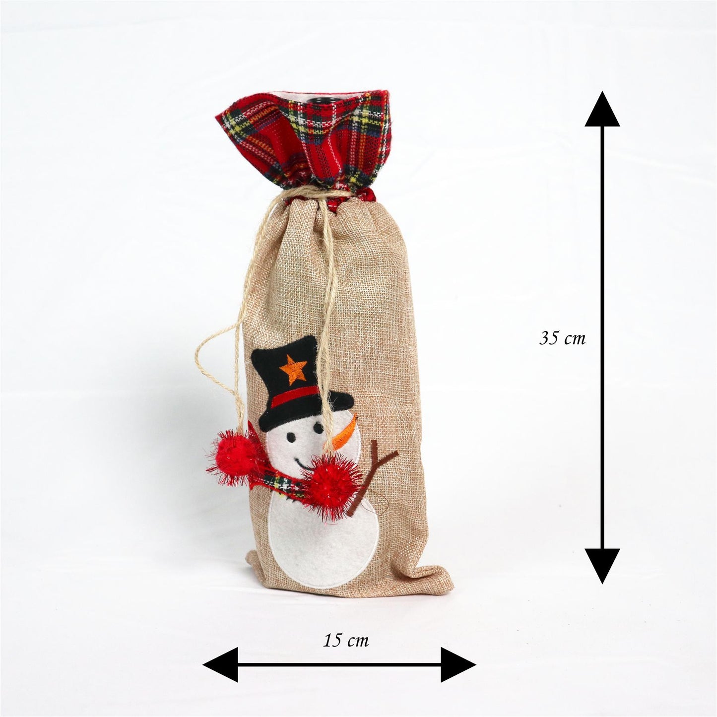 Christmas Snowman Wine Bottle Cover - 15x35cm