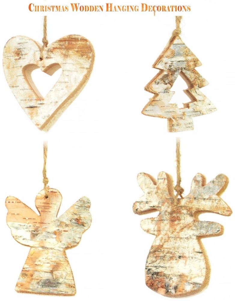 4 Wooden Ornaments (8cm)