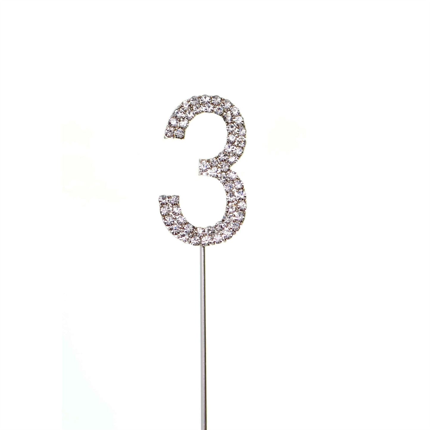 Silver Sparkley Diamond Number 3 Cake Topper