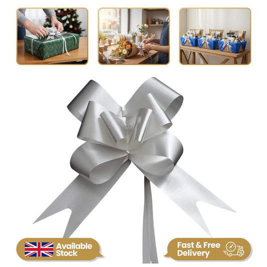 Shatchi 30pcs Silver 30mm/3cm Pull Bows Gift Wrap & Hampers