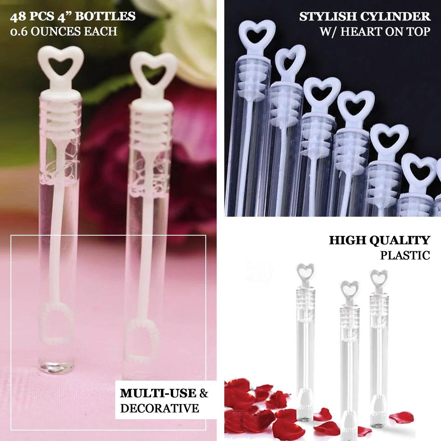 6 x Wedding Wand Heart Bubble Tubes