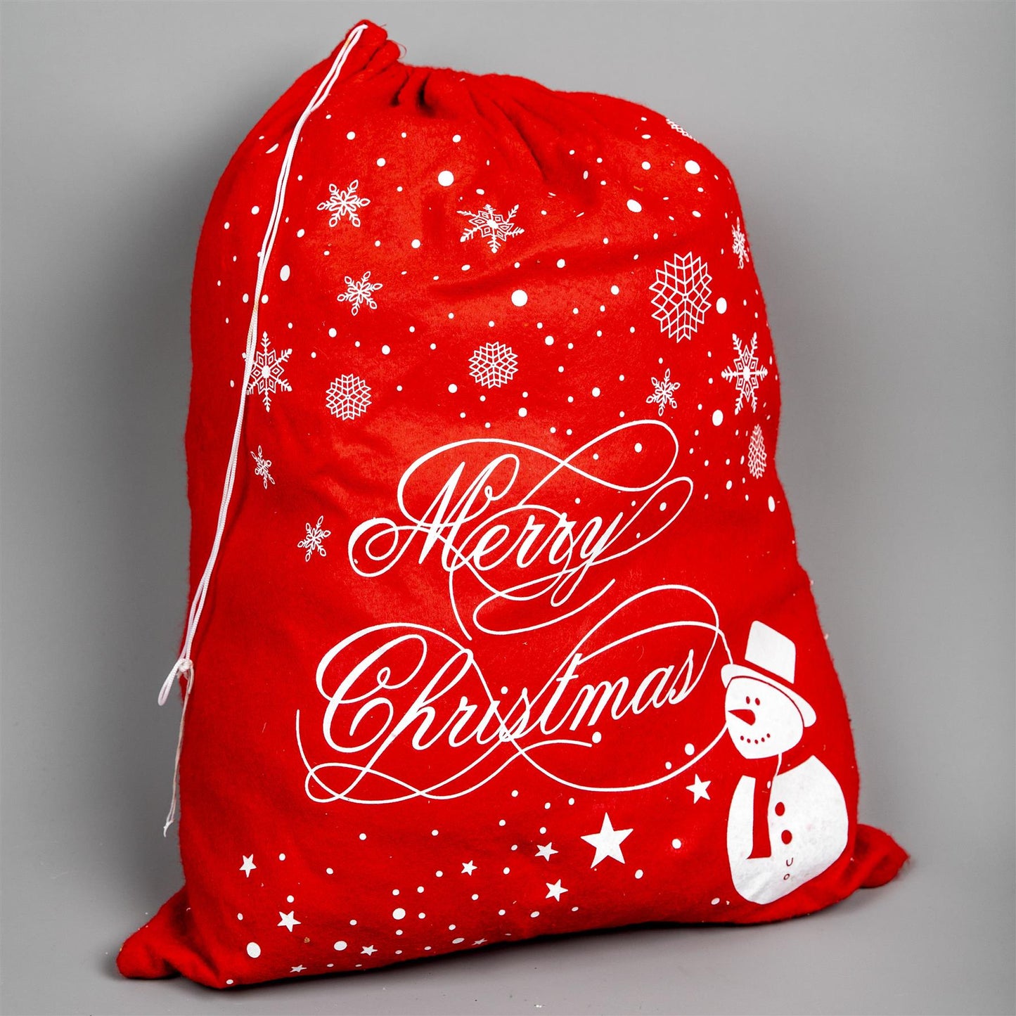 5 Christmas Santa Sack Gifts Bags - Snowman Snowflake