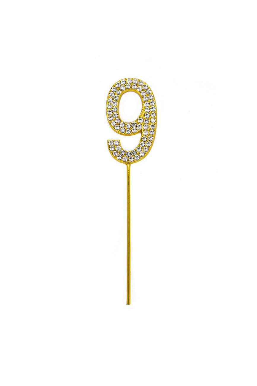 Gold Sparkly Number 9 Cake Topper