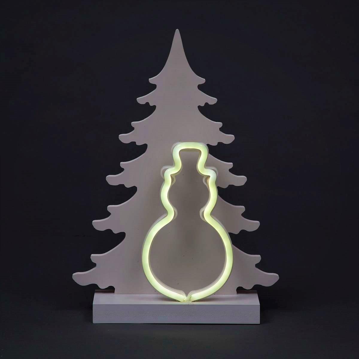 Wooden Neon Snowman Silhouette 40cm