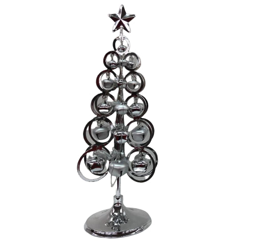 10Inch Table Top Christmas Tree Silver Decorated with Bells