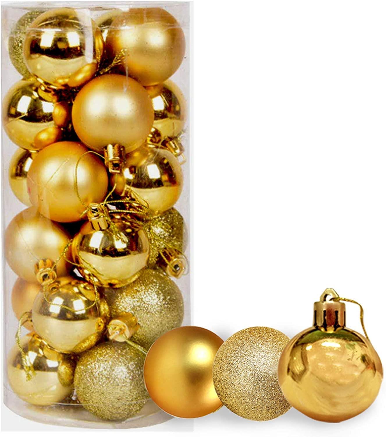 Deep Gold Baubles - 3cm, 12 Pieces Set, PVC