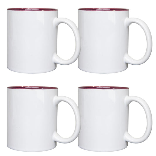 4Pcs White 2 Tone Sublimation Mugs 11oz