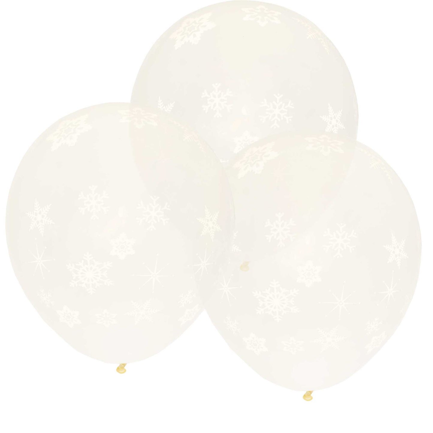 10 Pieces of 12" Clear Snowflakes & Sparkles Balloons