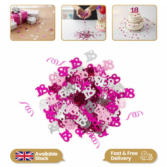 4 Packs of 18th Pink Happy Birthday Confetti 14g Each