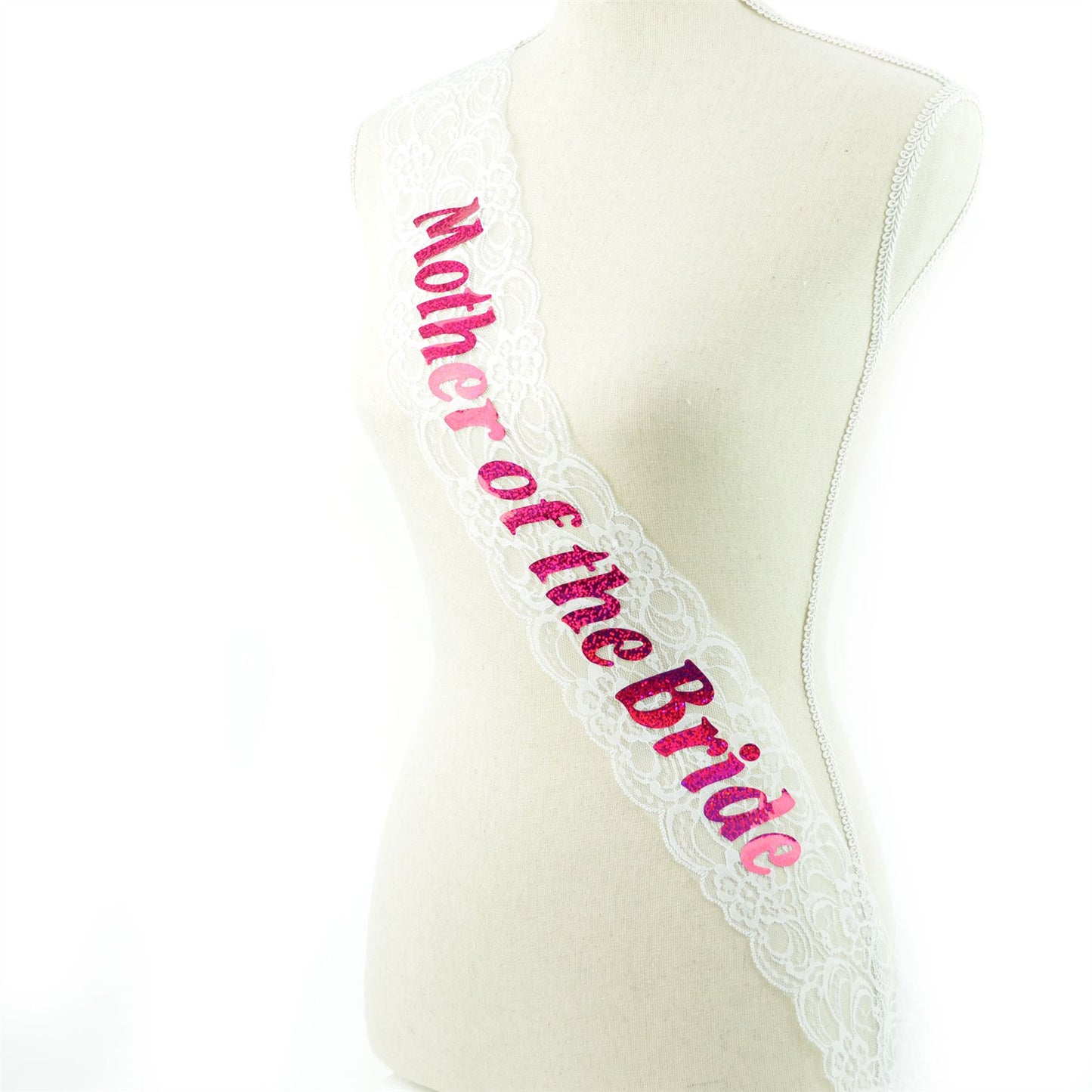 Shatchi Mother of the Bride Sash White Lace