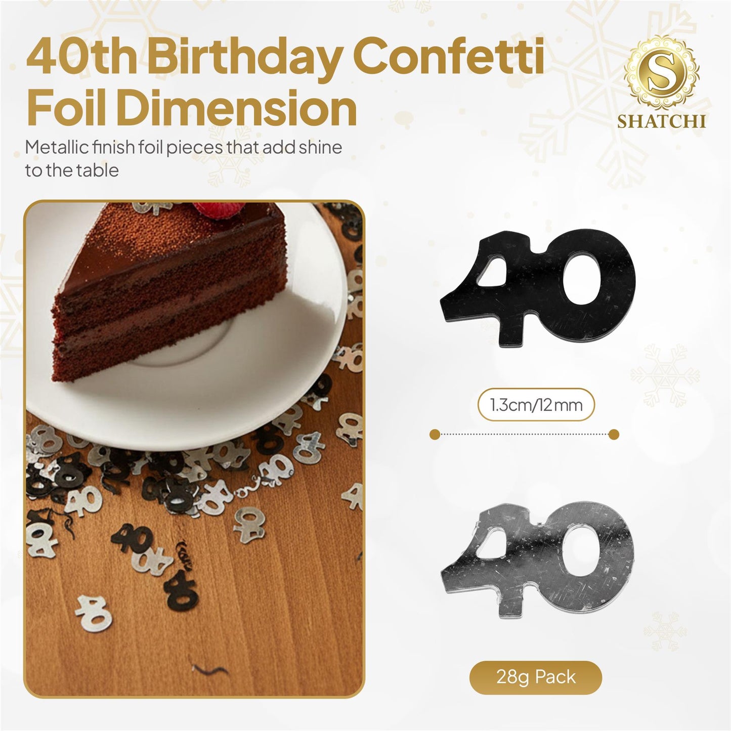 40th Confetti Black & Silver 14G - 2PK