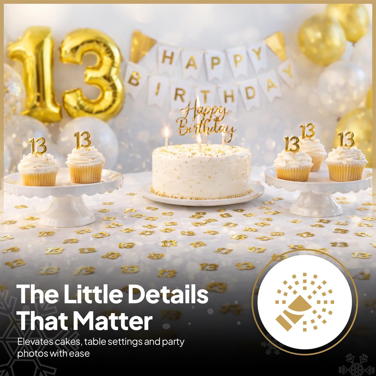 2 Packs of 13th Gold Birthday Confetti 14g each