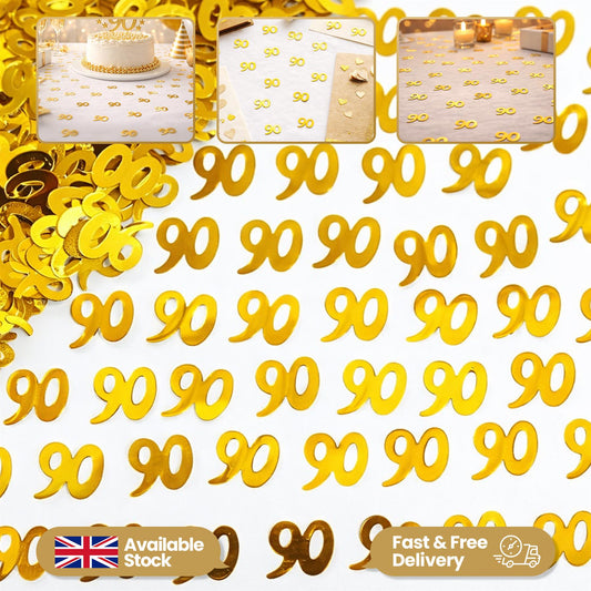 90th Birthday Confetti - Gold, 14g 2-Pack