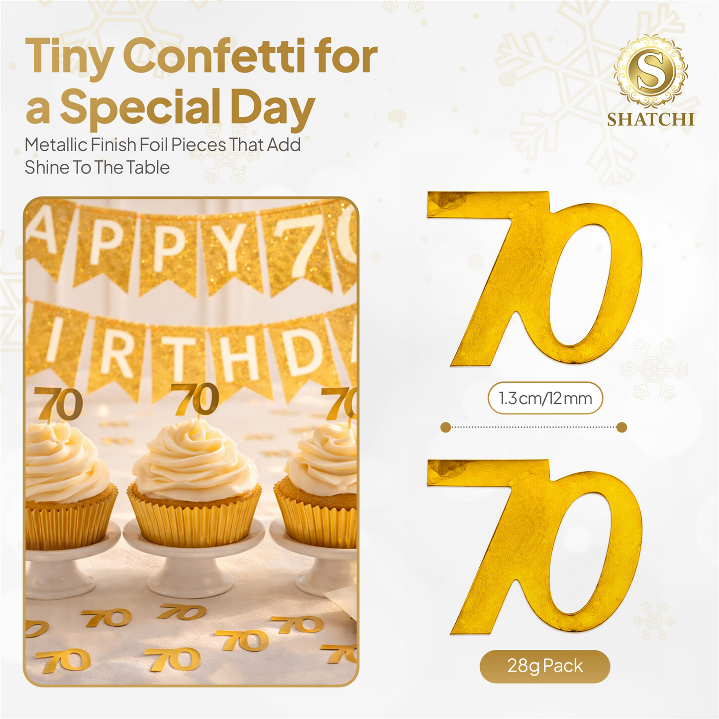 70th Birthday Confetti Gold 14G 2PK