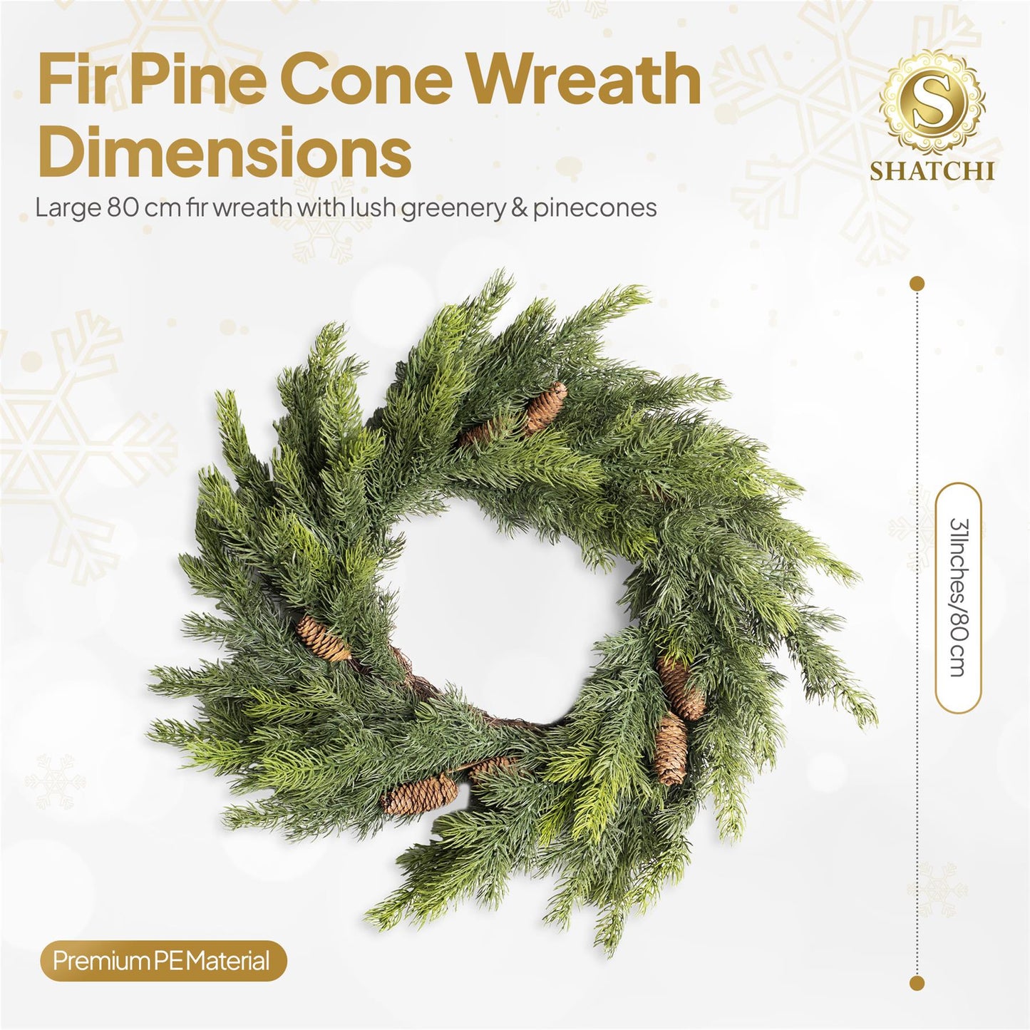 80CM FIR WITH PINE CONES WREATH