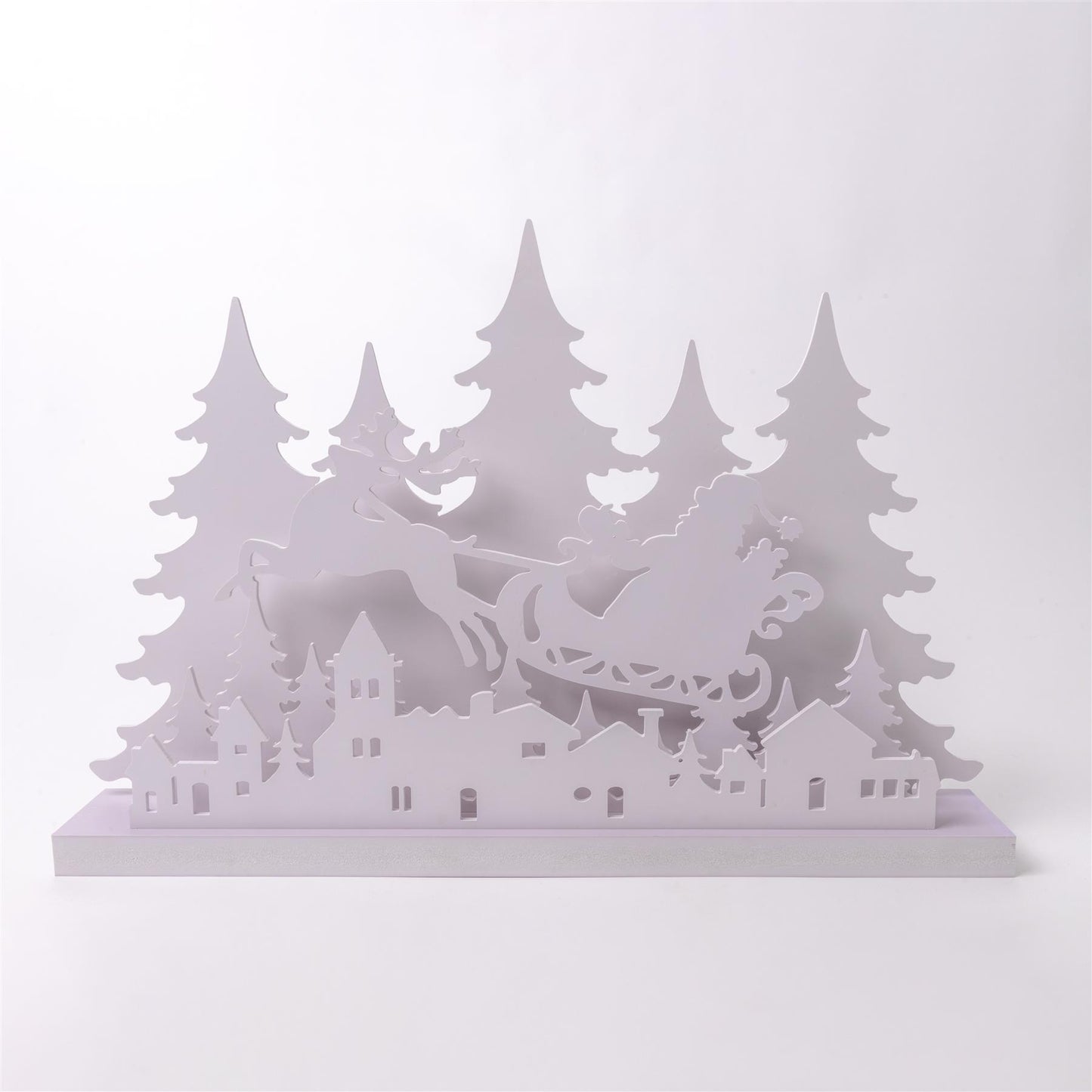 Wooden LED Flying Santa / Sleigh Silhouette 60cm