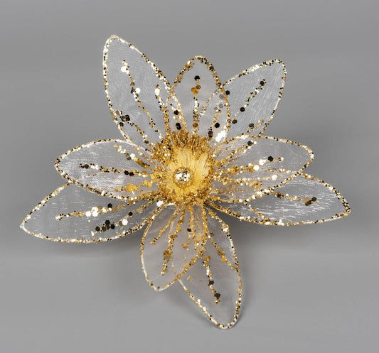 16cm Gold Poinsettia Flower