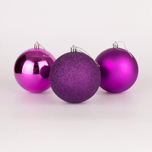 3 Purple Baubles (10cm)