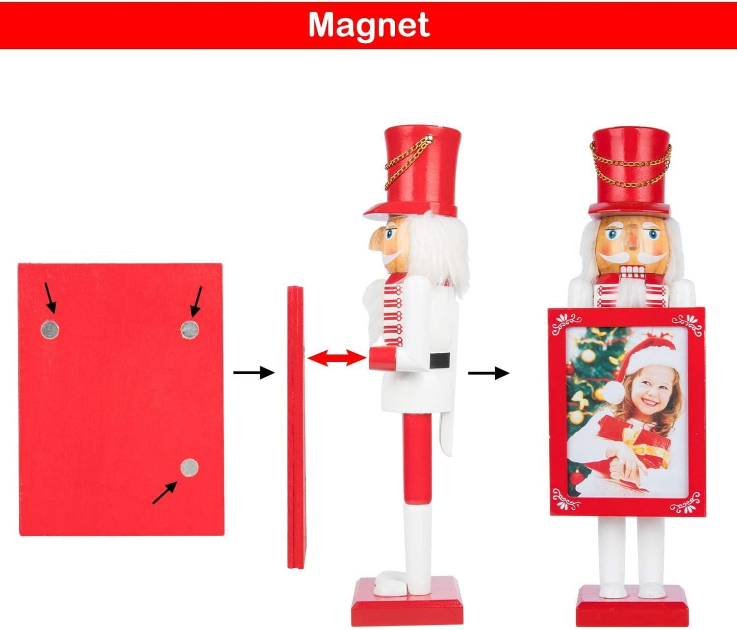 2 Wooden Nutcracker Photo Holders (38cm)