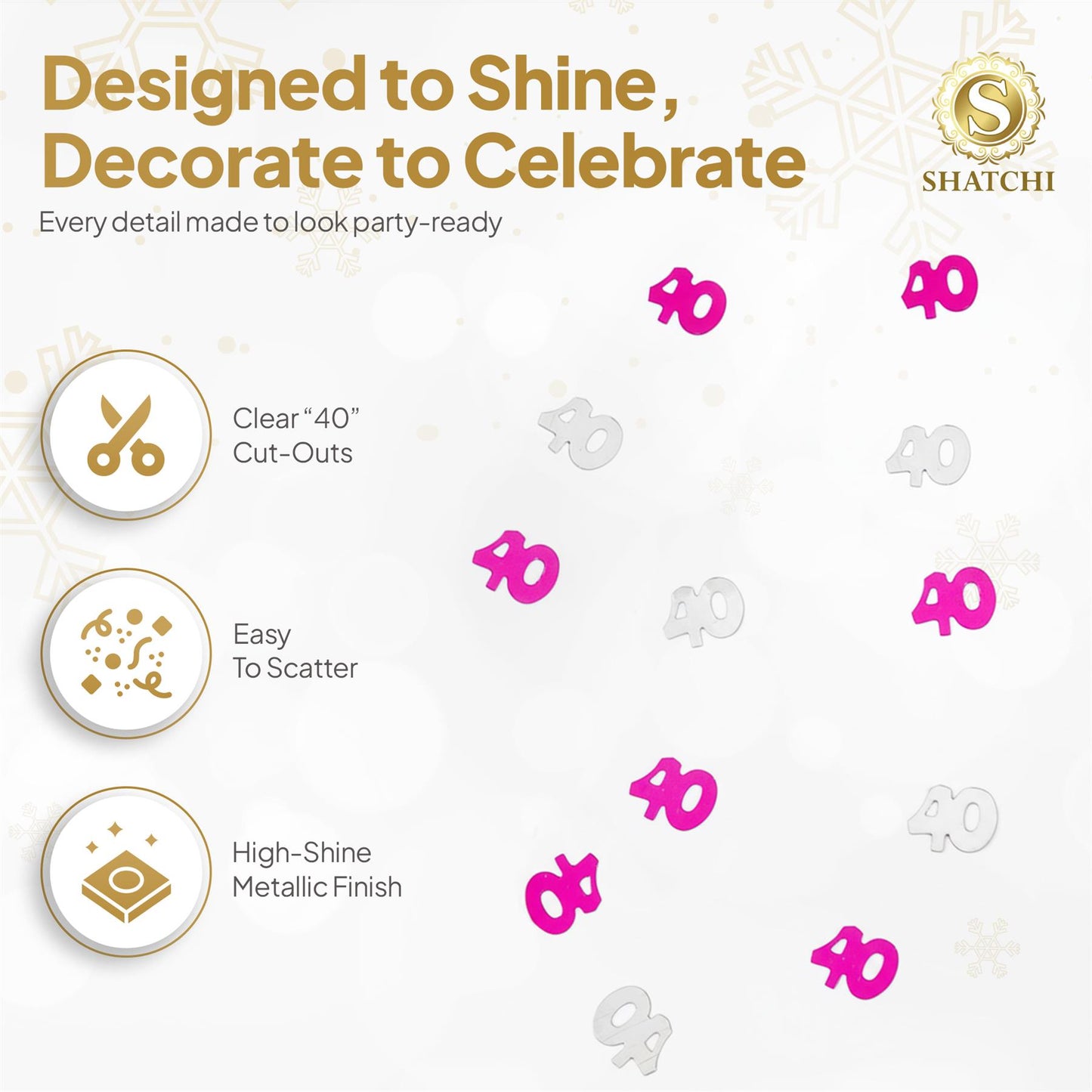 Shatchi 14g 40th Happy Birthday Pink & Silver Party Confetti