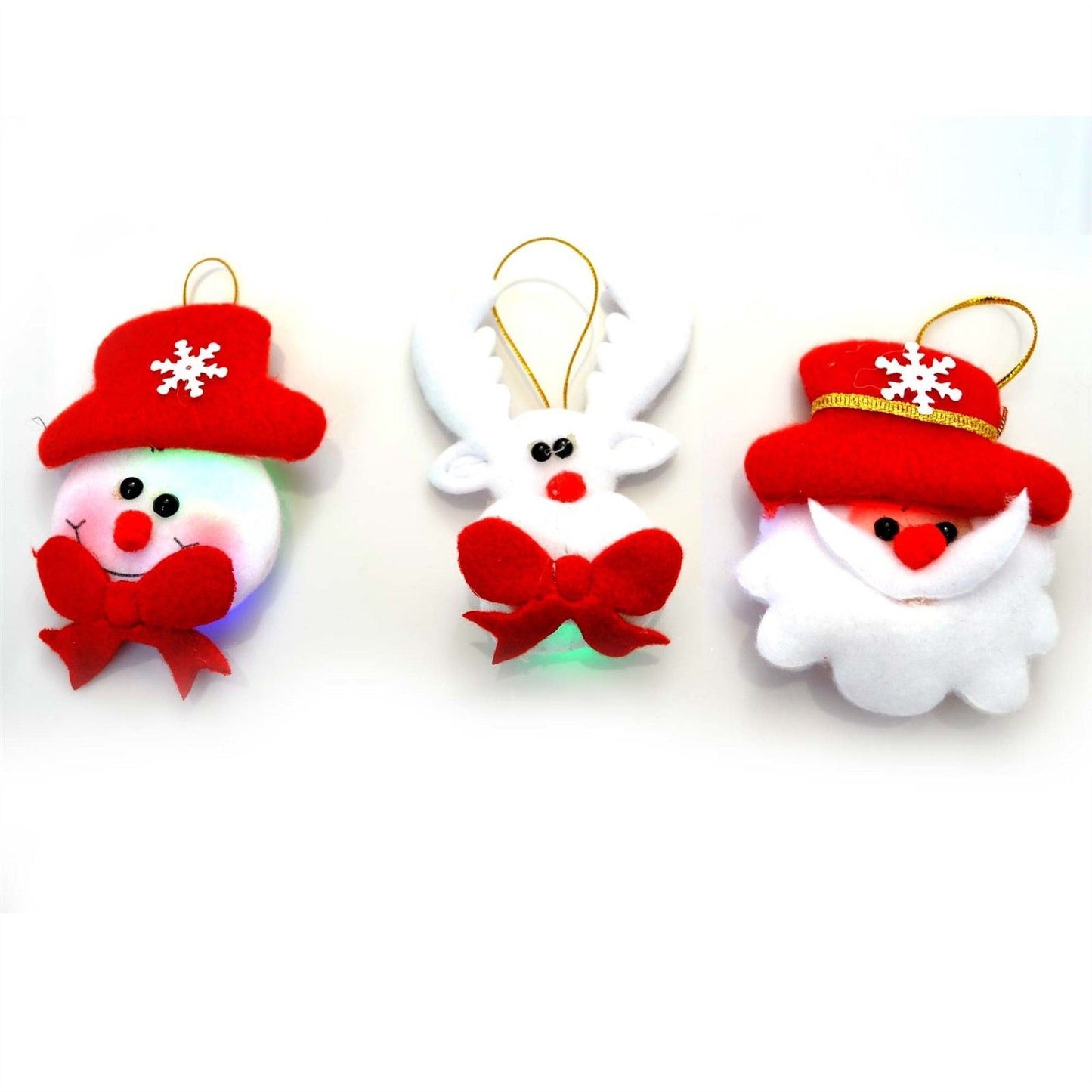 3 Christmas Tree - Flashing LED Teddy Ornaments