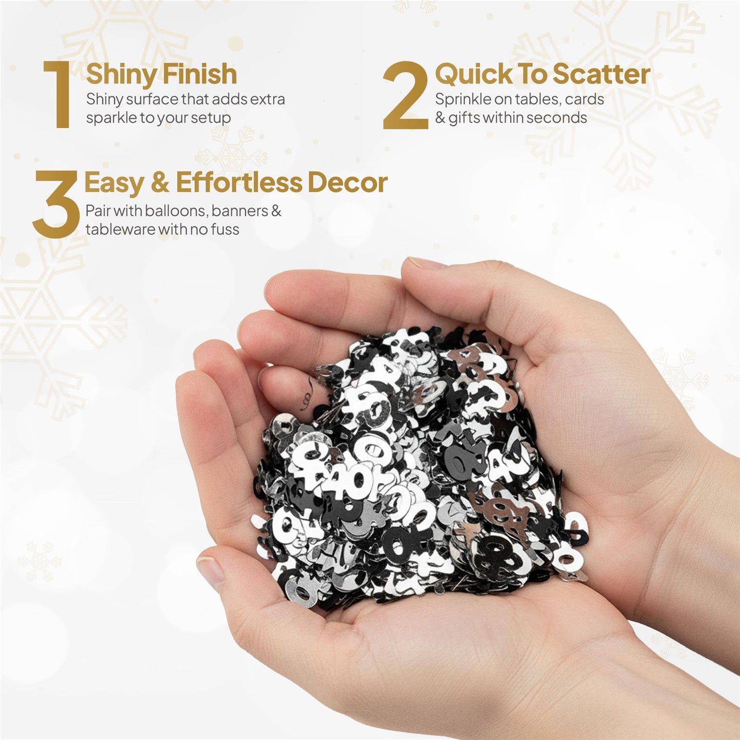 40th Confetti Black & Silver 14G 3PK