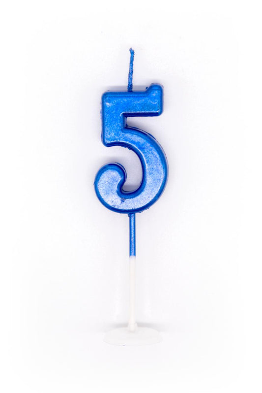 Blue Number 8 Candle